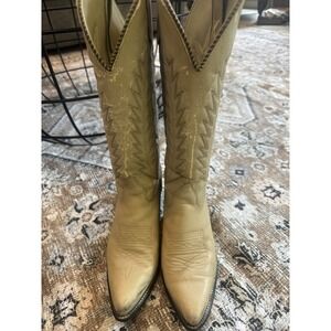 Texas All American Made USA Beige Cowboy Boots Women Size 6.5M Western 4809